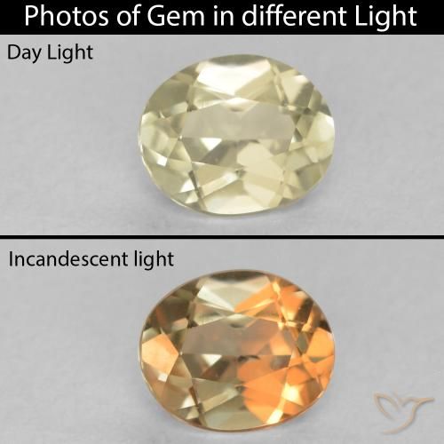 0.43ct Натуральный Светло-желтый Диаспора, меняющая цвет, Овал, Чистота VVS