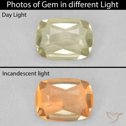 0.45ct Натуральный Светло-желтый Диаспора, меняющая цвет, Подушка, Чистота VVS