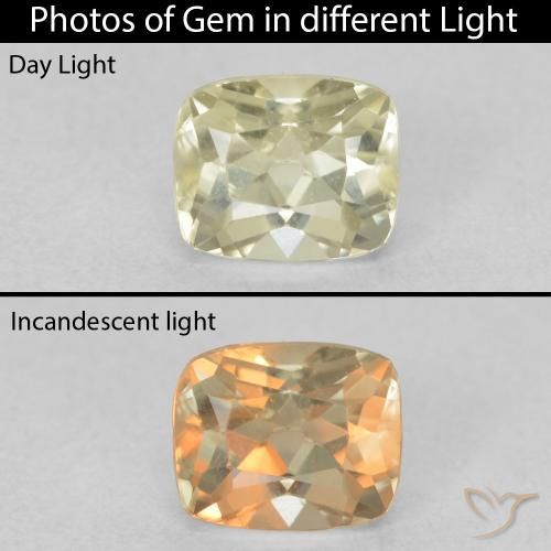 0.82ct Натуральный Светло-желтый Диаспора, меняющая цвет, Подушка, Чистота VVS