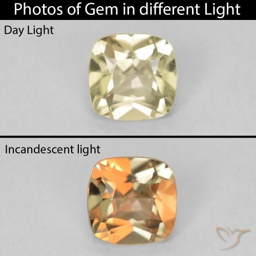 0.67ct Натуральный Светло-желтый Диаспора, меняющая цвет, Подушка, Чистота VVS