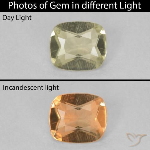 0.44ct Натуральный Светло-желтый Диаспора, меняющая цвет, Подушка, Чистота VVS