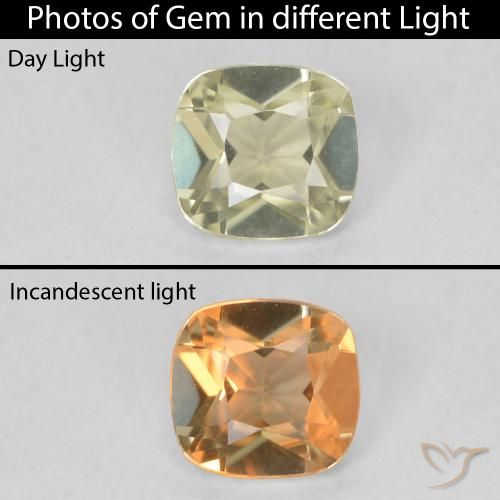 0.57ct Натуральный Светло-желтый Диаспора, меняющая цвет, Подушка, Чистота VVS