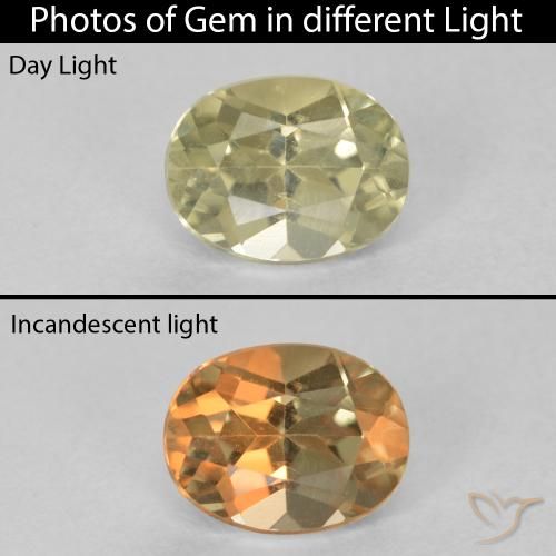 0.88ct Натуральный Очень светло-желтый Диаспора, меняющая цвет, Овал, VVS-VS