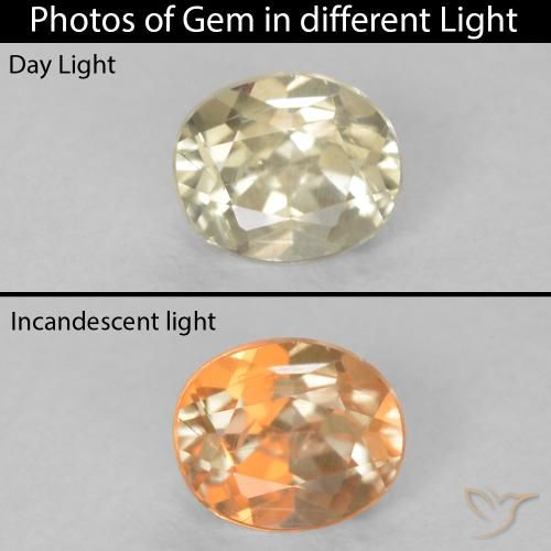 0.33ct Натуральный Желтый бежевый Диаспора, меняющая цвет, Овал, Чистота VS