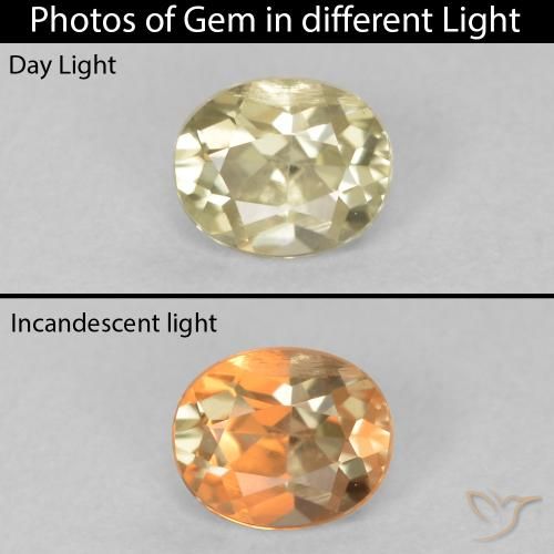 0.41ct Натуральный Палевый Диаспора, меняющая цвет, Овал, Чистота VS