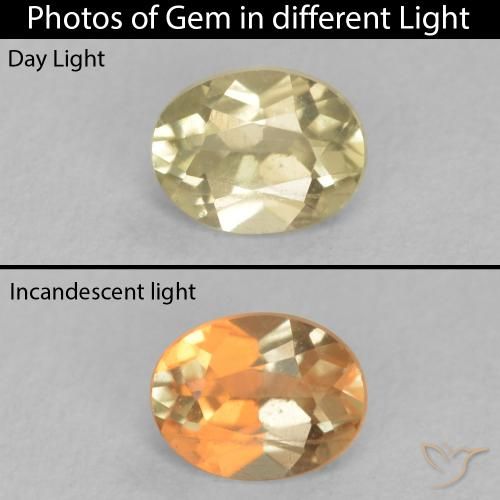 0.36ct Натуральный Светло-желтый Диаспора, меняющая цвет, Овал, Чистота VS