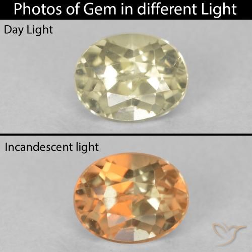 0.40ct Натуральный Светло-желтый Диаспора, меняющая цвет, Овал, Чистота VS