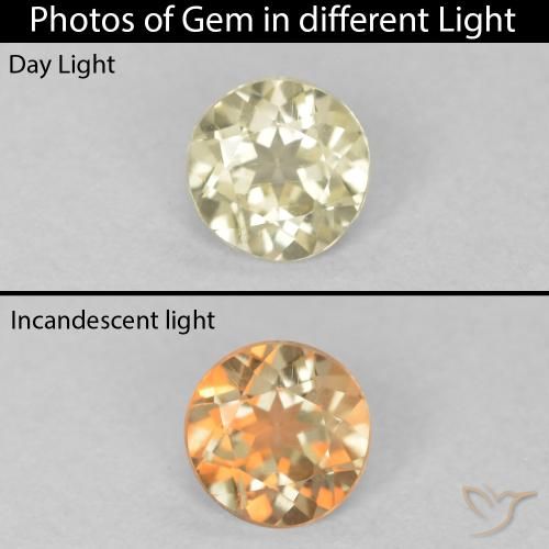 0.31ct Натуральный Светло-желтый Диаспора, меняющая цвет, Круглый, VVS-VS