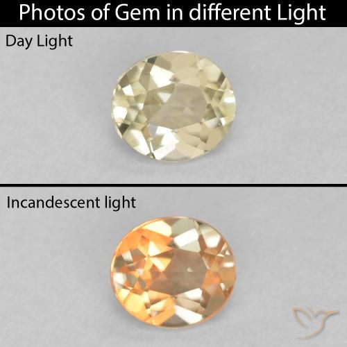 0.34ct Натуральный Светло-желтый Диаспора, меняющая цвет, Овал, VVS-VS