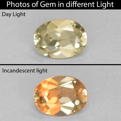 0.46ct Натуральный Мягкий желтый Диаспора, меняющая цвет, Овал, VVS-VS