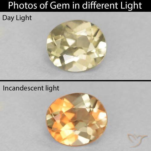 0.34ct Натуральный Светло-желтый Диаспора, меняющая цвет, Овал, VVS-VS