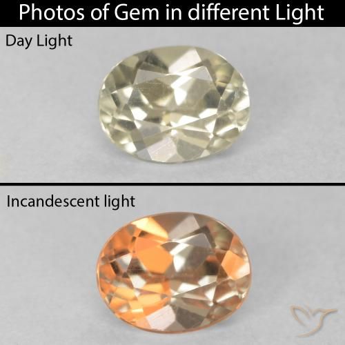 0.53ct Натуральный Мягкий желтый Диаспора, меняющая цвет, Овал, VVS-VS