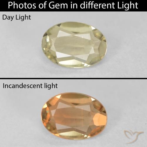 0.36ct Натуральный Светло-желтый Диаспора, меняющая цвет, Овал, VVS-VS