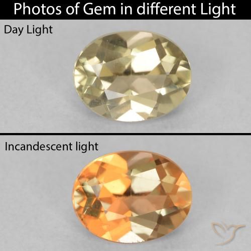 0.66ct Натуральный Теплый желтый Диаспора, меняющая цвет, Овал, VVS-VS