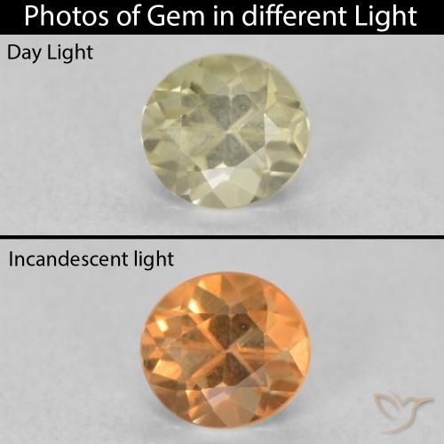 0.49ct Натуральный Светло-желтый Диаспора, меняющая цвет, Овал, VVS-VS