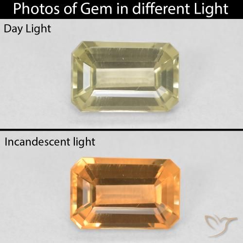 1.10ct Натуральный Светло-желтый Диаспора, меняющая цвет, Изумрудная огранка, VVS-VS
