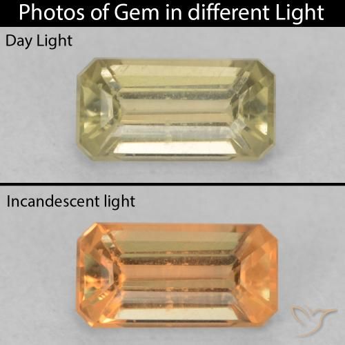 0.45ct Натуральный Светло-желтый Диаспора, меняющая цвет, Изумрудная огранка, VVS-VS