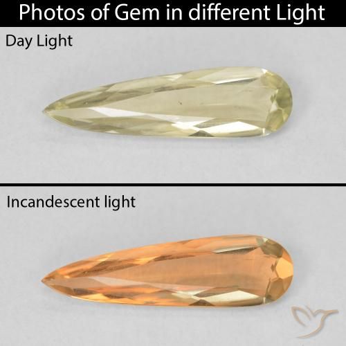 0.70ct Натуральный Светло-желтый Диаспора, меняющая цвет, Форма груши, VVS-VS