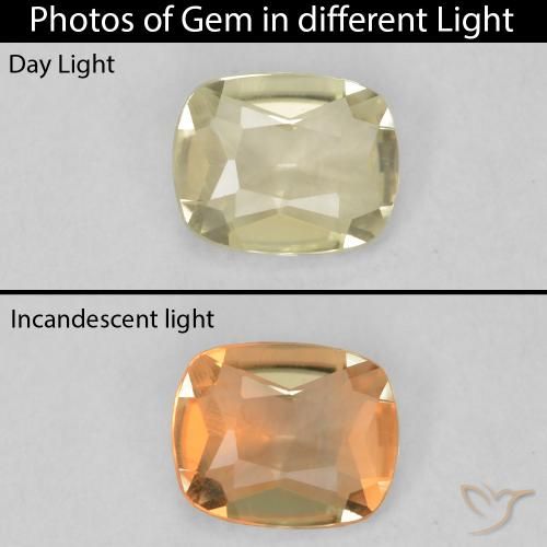 0.41ct Натуральный Светло-желтый Диаспора, меняющая цвет, Подушка, VVS-VS