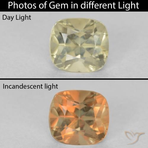 0.64ct Натуральный Очень светло-желтый Диаспора, меняющая цвет, Подушка, VVS-VS