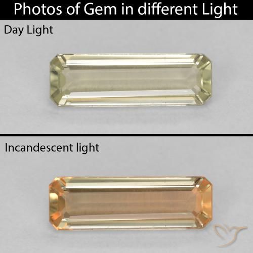 1.33ct Натуральный Светло-желтый Диаспора, меняющая цвет, Изумрудная огранка, VVS-VS