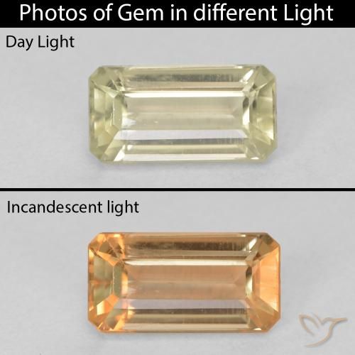 1.34ct Натуральный Мягкий желтый Диаспора, меняющая цвет, Изумрудная огранка, VVS-VS