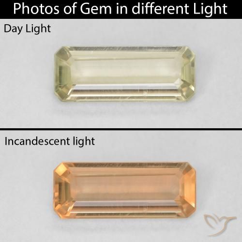 0.80ct Натуральный Светло-желтый Диаспора, меняющая цвет, Изумрудная огранка, Чистота VVS