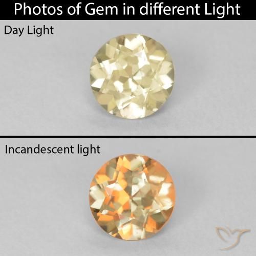 0.57ct Натуральный Светло-желтый Диаспора, меняющая цвет, Круглый, Чистота VS
