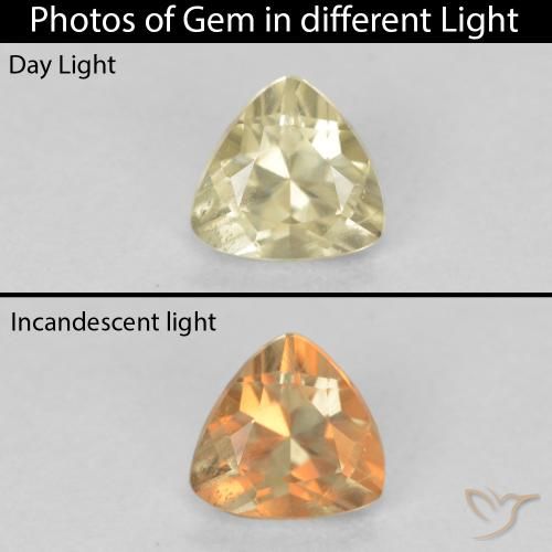0.42ct Натуральный Светло-желтый Диаспора, меняющая цвет, Триллион, Чистота VS