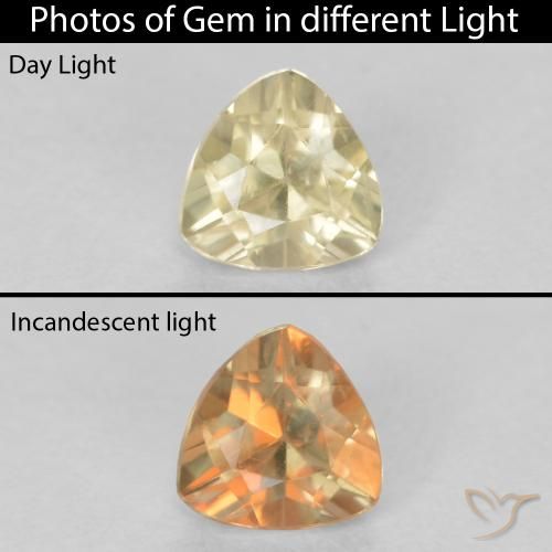 0.33ct Натуральный Светло-желтый Диаспора, меняющая цвет, Триллион, Чистота VS