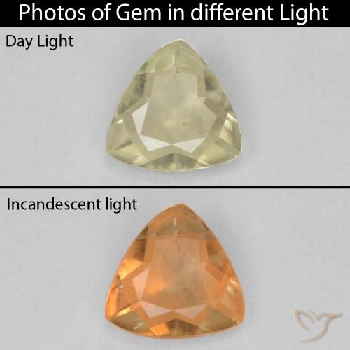 0.55ct Натуральный Желтый бежевый Диаспора, меняющая цвет, Триллион, Чистота VS