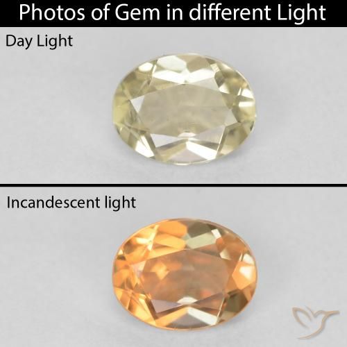 0.41ct Натуральный Светло-желтый Диаспора, меняющая цвет, Овал, Чистота VS