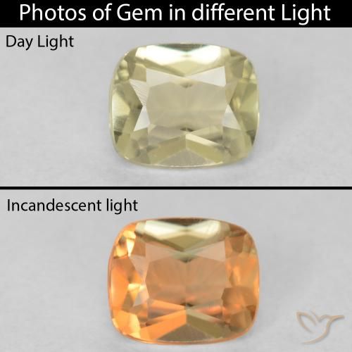 0.56ct Натуральный Светло-желтый Диаспора, меняющая цвет, Подушка, Чистота VVS