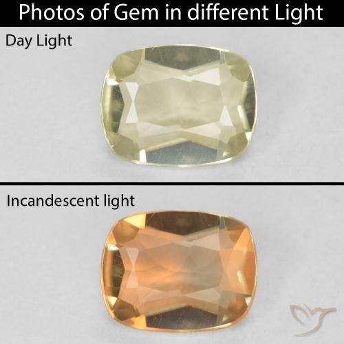 0.50ct Натуральный Светло-желтый Диаспора, меняющая цвет, Подушка, Чистота VVS