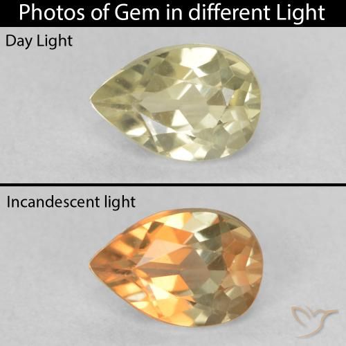 0.50ct Натуральный Светло-желтый Диаспора, меняющая цвет, Форма груши, VVS-VS