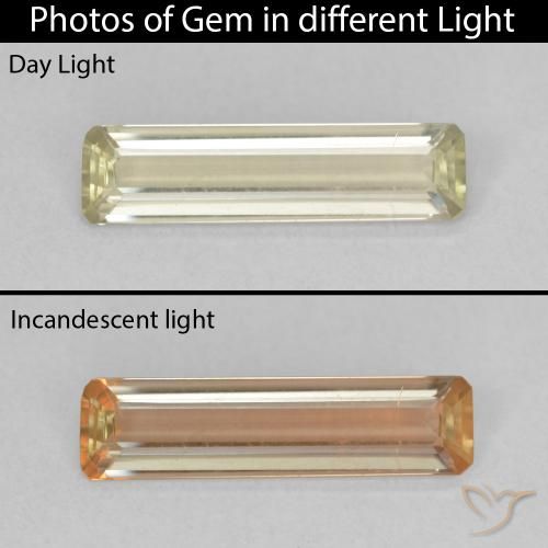 1.12ct Натуральный Очень светло-желтый Диаспора, меняющая цвет, Изумрудная огранка, VVS-VS