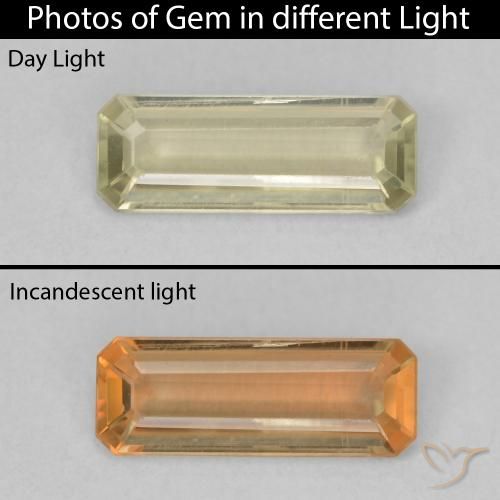 1.14ct Натуральный Желто-зеленый Диаспора, меняющая цвет, Изумрудная огранка, VVS-VS
