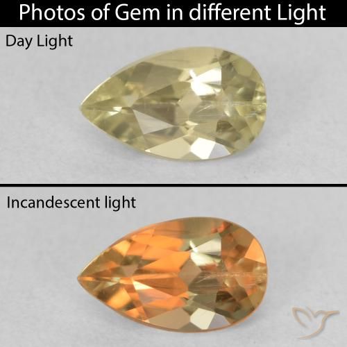 0.64ct Натуральный Светло-желтый Диаспора, меняющая цвет, Форма груши, VS-SI