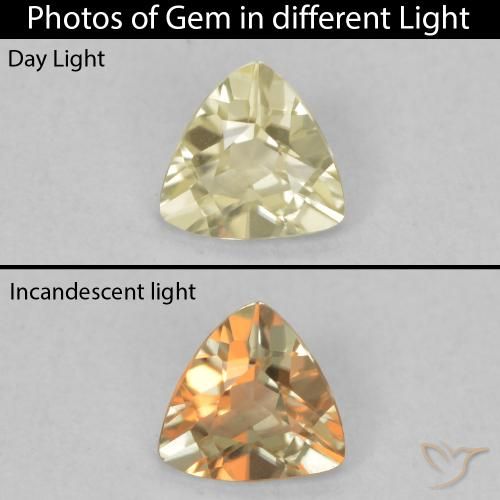 0.31ct Натуральный Светло-желтый Диаспора, меняющая цвет, Триллион, Чистота VVS