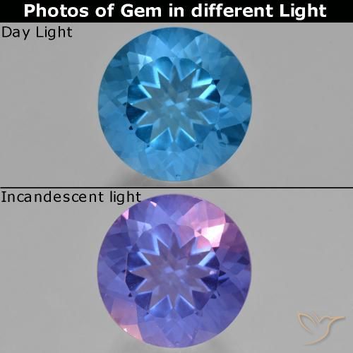 10.93ct Натуральный Темно-синий Флюорит, Меняющий Цвет, Круглый, Чистота VS