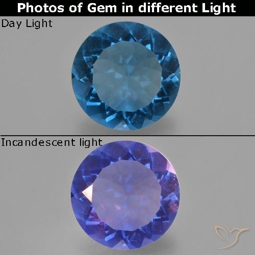 9.65ct Натуральный Египетский синий Флюорит, Меняющий Цвет, Круглый, Чистота VS