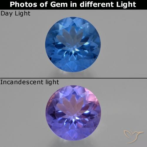 12.25ct Натуральный Темно-синий Флюорит, Меняющий Цвет, Круглый, Чистота VS