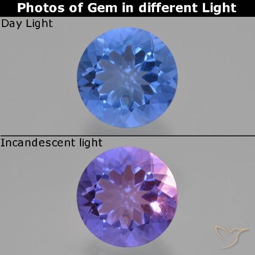 13.97ct Натуральный Темно-синий Флюорит, Меняющий Цвет, Круглый, Чистота VS