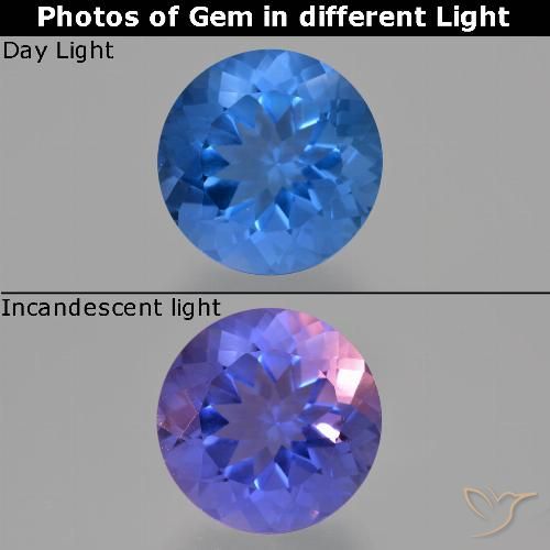 15.04ct Натуральный Темно-синий Флюорит, Меняющий Цвет, Круглый, Чистота VS