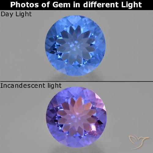 13.91ct Натуральный Темно-синий Флюорит, Меняющий Цвет, Круглый, Чистота VS