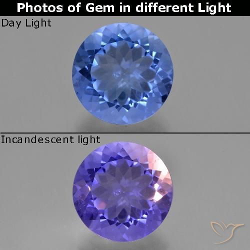 11.13ct Натуральный Интенсивный темно-синий Флюорит, Меняющий Цвет, Круглый, Чистота VS