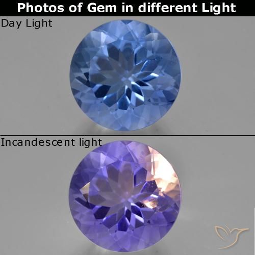 14.74ct Натуральный Темно-синий Флюорит, Меняющий Цвет, Круглый, Чистота VS