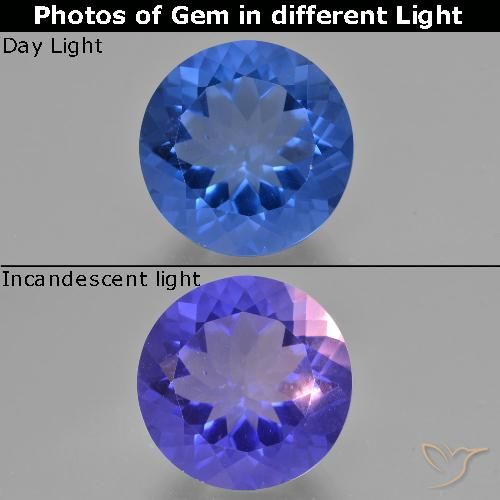13.60ct Натуральный Темно-синий Флюорит, Меняющий Цвет, Круглый, Чистота VS