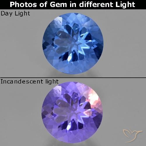 11.44ct Натуральный Египетский синий Флюорит, Меняющий Цвет, Круглый, Чистота VS