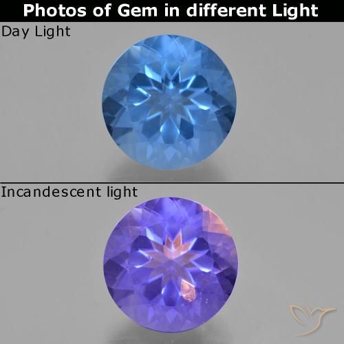 11.82ct Натуральный Египетский синий Флюорит, Меняющий Цвет, Круглый, Чистота VS